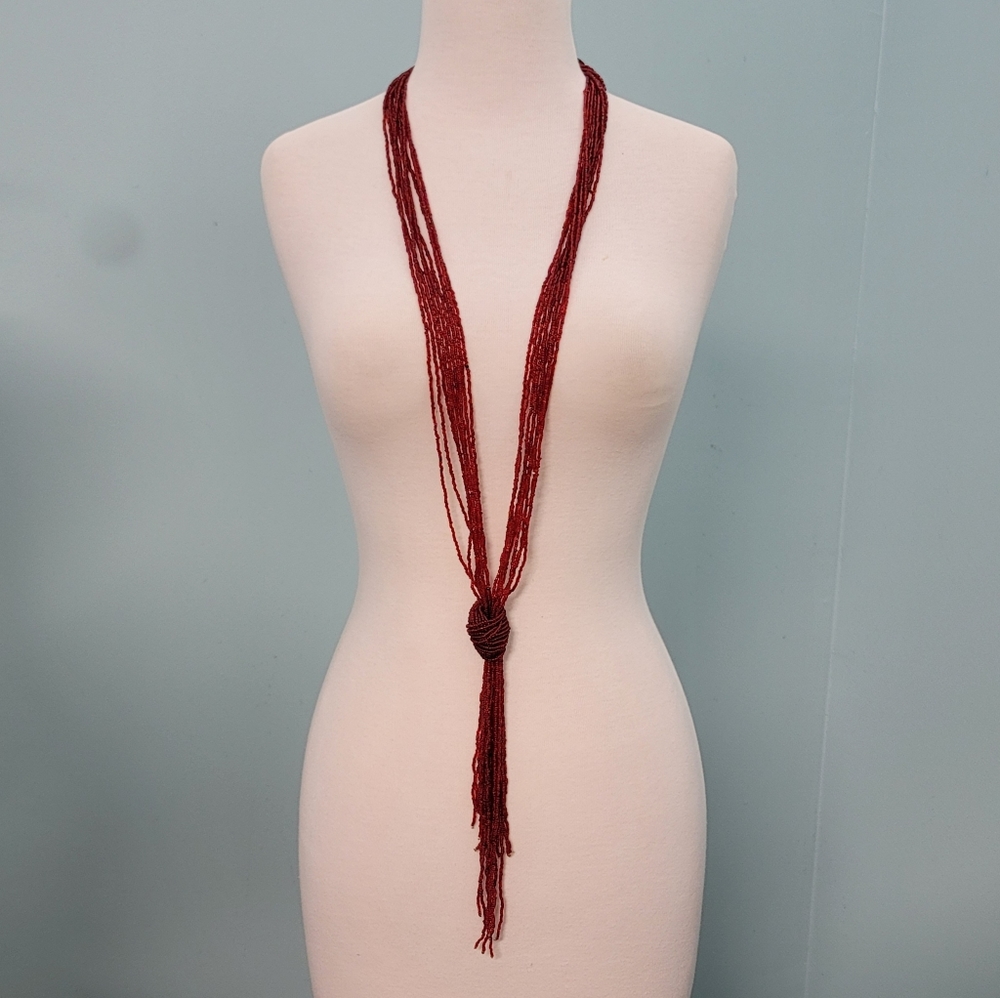 Long hand beaded necklace